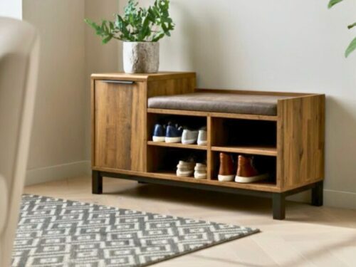 Counter Wood Entryway Bench & Shoe Storage