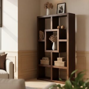 Geometric Pine Wood Display Shelf