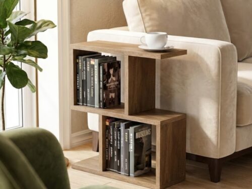 S-Shaped Geometric Pine Pedestal