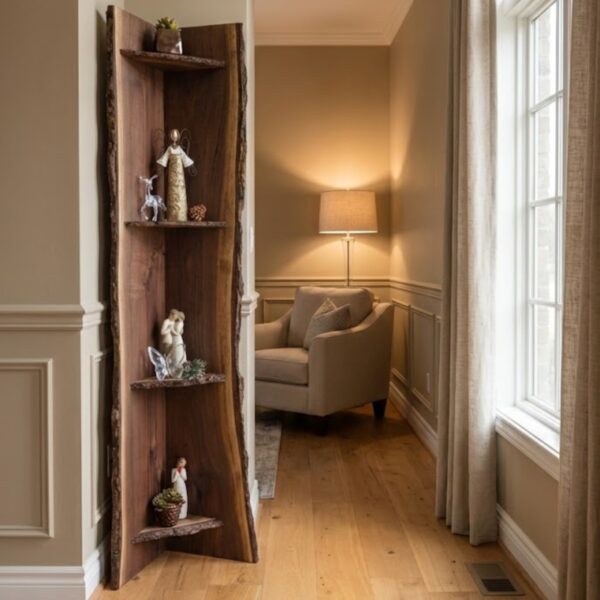Live-Edge Pine Corner Display Unit