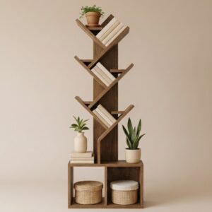 Tree-Design Pine Wood Bookshelf