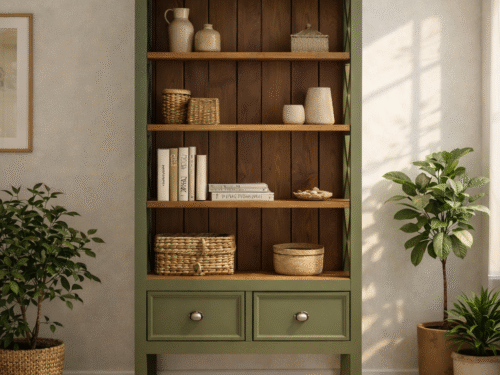 Wooden Open Shelf Cabinet01 Solid Wood Open Shelf Cabinet