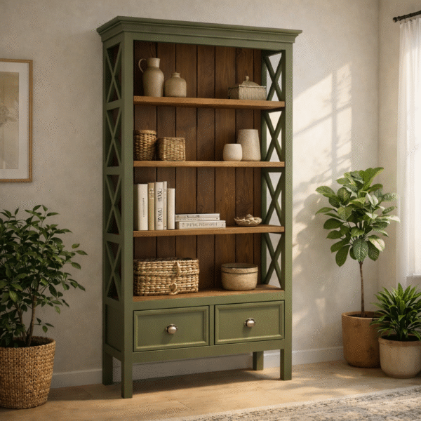 Solid Wood Open Shelf Cabinet