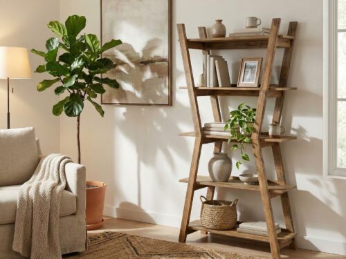 Handcrafted Wooden Ladder Shelf