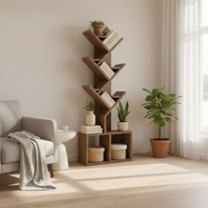 Tree-Design Pine Wood Bookshelf