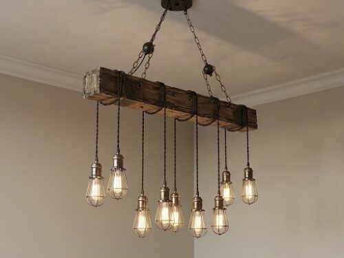 Rustic Chandelier with Hanging Edison Bulbs