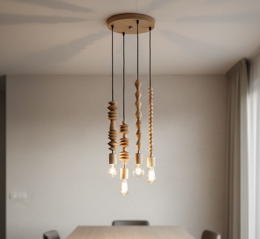 Handcrafted wooden pendant light