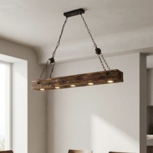 Rustic Wooden Linear Pendant Light