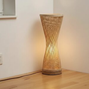 Woven rattan hourglass lamp