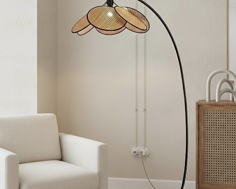 Arc Rattan Floor Lamp