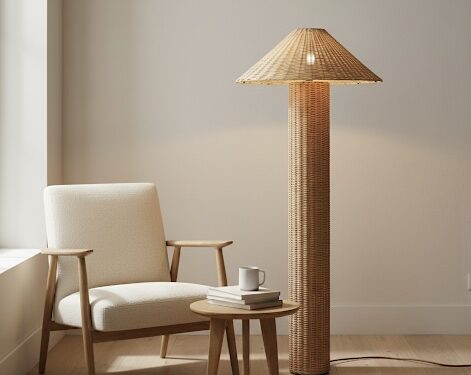 Rustic Rattan Floor Lamp