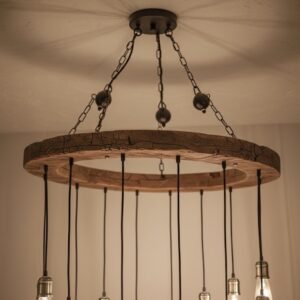 Chandelier with Wooden Ring