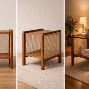 sidetable_02 Natural Wood Side Table with Woven Cane