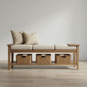 wooden_bench001 Solid Wood Storage Bench