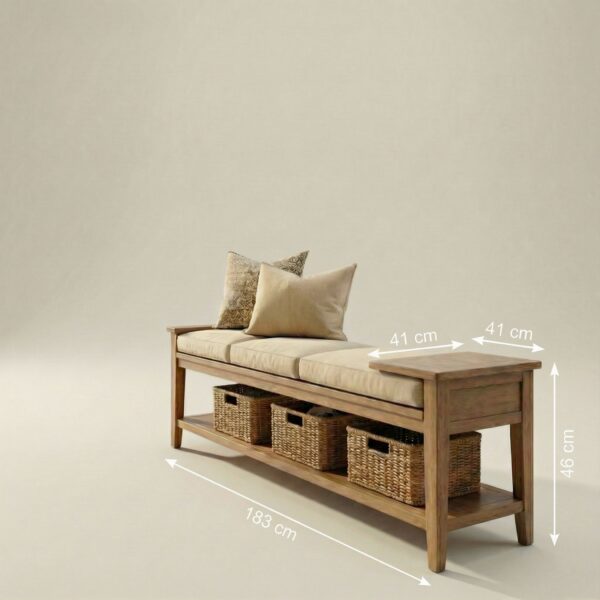 wooden_bench002 Solid Wood Storage Bench