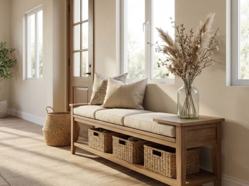 wooden_bench003 Solid Wood Storage Bench