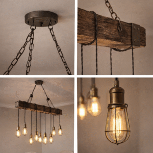 Rustic Chandelier with Hanging Edison Bulbs