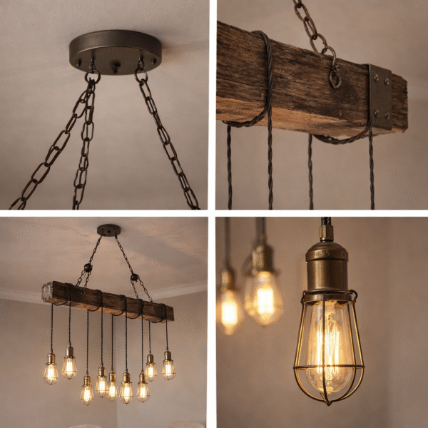 Rustic Chandelier with Hanging Edison Bulbs