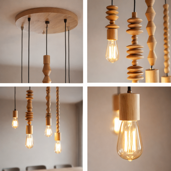 Handcrafted wooden pendant light