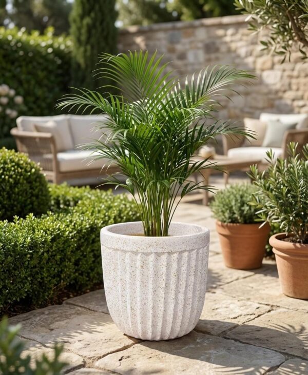 Fluted Ceramic Garden Pot