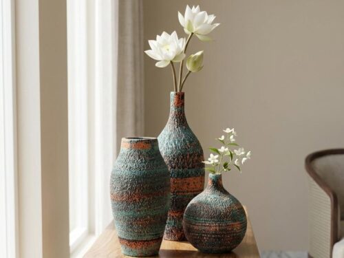 Textured Ceramic Vase Set