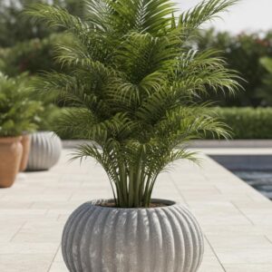 Ribbed Ceramic Outdoor Pot