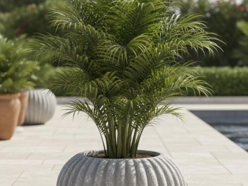 Ribbed Ceramic Outdoor Pot