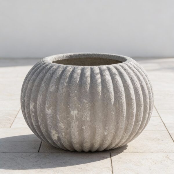 pot_01 Ribbed Ceramic Outdoor Pot