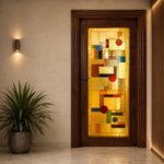 Geometric Stained Glass Door