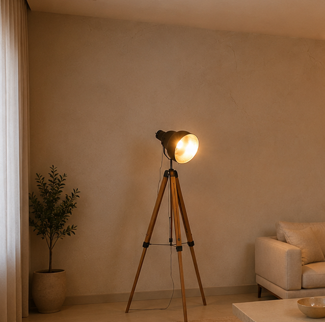 Screenshot 2026-07-13 140336 Wooden Tripod Floor Lamp with Rustic Spotlight Design - Image 1