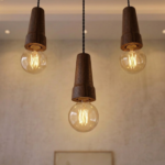 Minimalist Pendant Lamp with Wooden Canopy