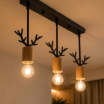 Antler-Style Wooden Pendant Light