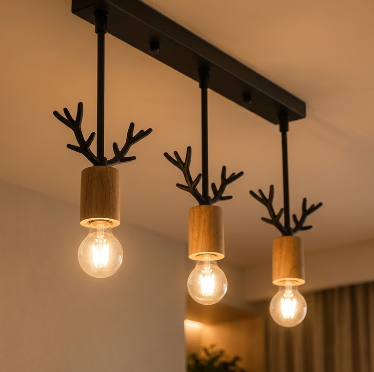 Screenshot 2026-07-13 142417 Antler-Style Wooden Pendant Light - Image 1