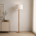 Wooden Sphere Standing Lamp