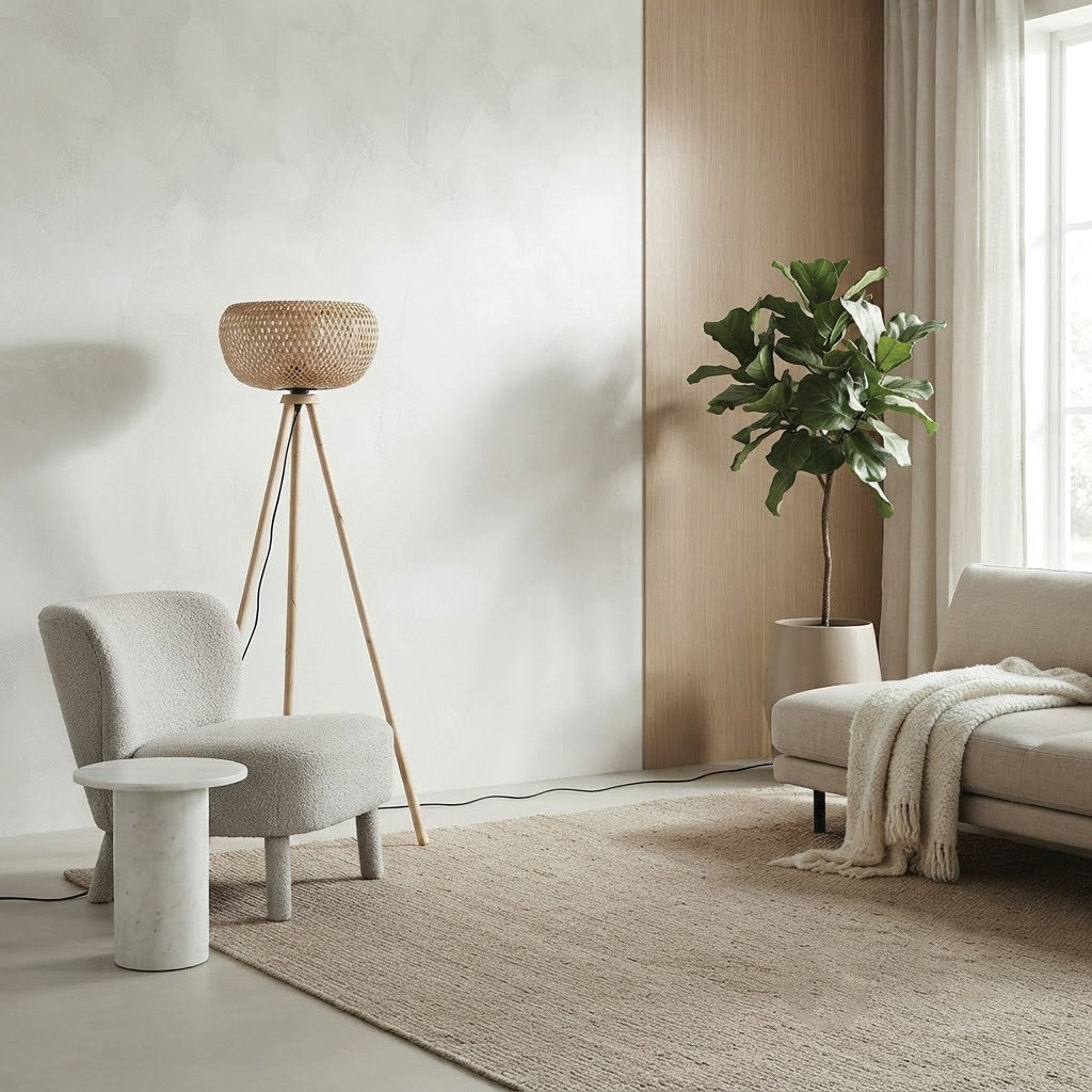 Untitled-53 Modern Bamboo Tripod Standing Lamp - Image 1