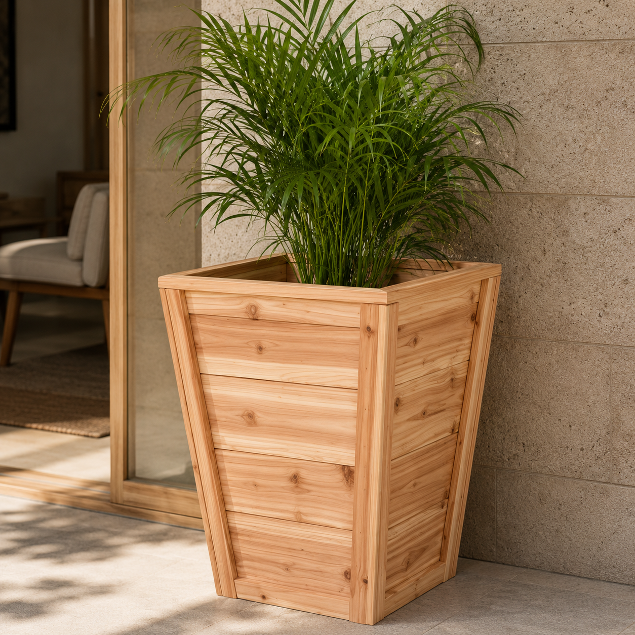 0af264fa-c7a6-4cf7-824c-4acc1e03b0c0 Tall Tapered Wooden Planter Box - Image 1