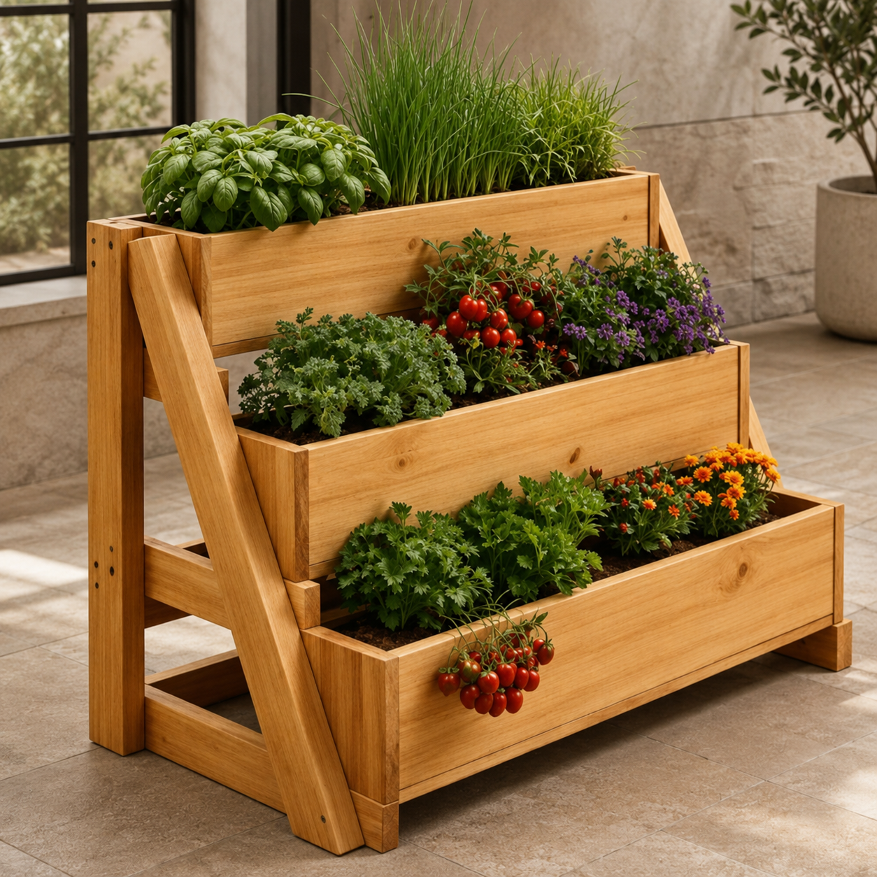0d348fcc-e19d-4e6c-a132-57a242dcb60d Three-Tier Wooden Cascading Garden Planter - Image 1