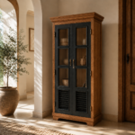 Two-Tone Glass-Door Display Cabinet