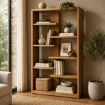 Asymmetric Open-Shelf Wooden Bookcase
