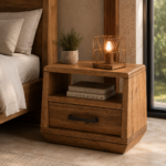 Natural Wood Bedside Table