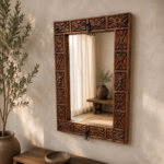 Hand-Carved Wooden Accent Wall Mirror