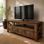 Rustic Wooden TV Media Console