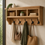 Two-Tone Wall-Mounted Coat Rack with Cubbies and Hooks