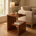 Modern Geometric Teak Side Table