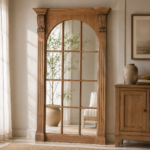 Rustic Arched Window-Style Full-Length Floor Mirror