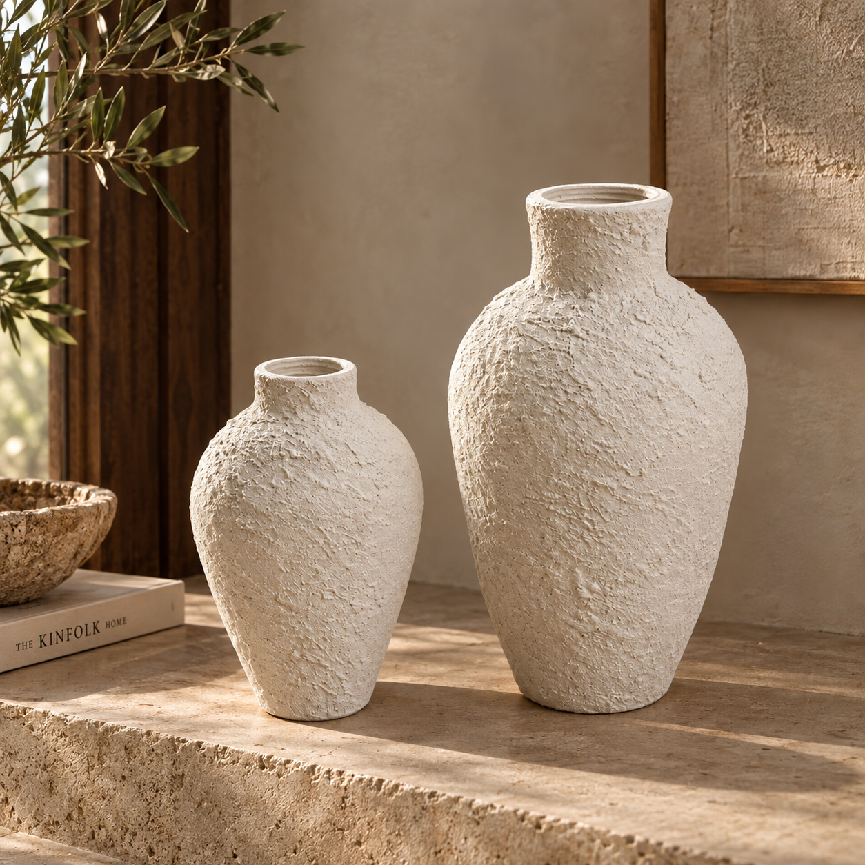 a537adb6-d2bd-442f-b052-f92ae92e05a1 Textured Ceramic Duo Vase Set - Image 1