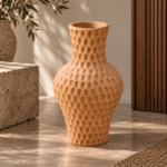 Hand-Carved Textured Terracotta Decorative Vase