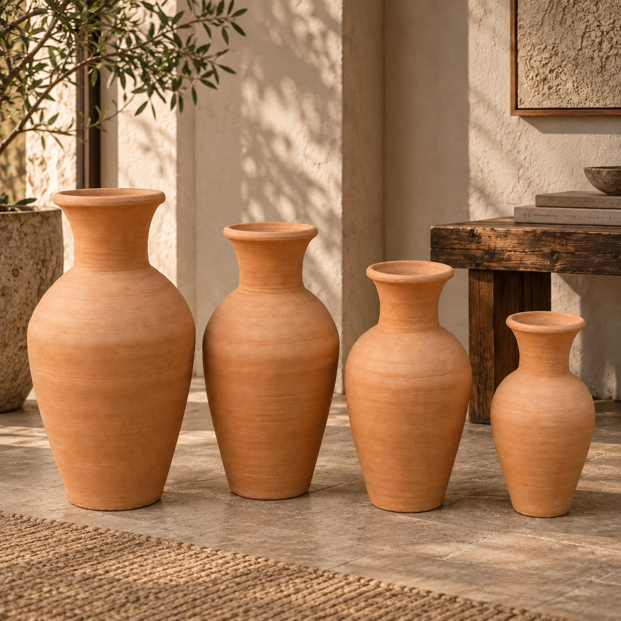 f2da5f6f-f193-44e1-8ac2-ed133b5f0691 Terracotta Flared-Rim Decorative Vase Collection Set - Image 1