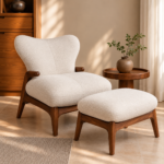 Wingback Lounge Chair with Ottoman – Beech Wood